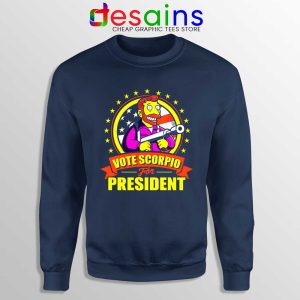Vote Scorpio for President Navy Sweatshirt Hank Scorpio Simpsons Sweaters