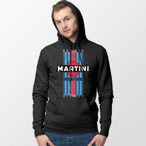 Fashion Stripes Martini Racing Retro Black Hoodie Jacket