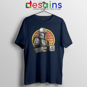 Galaxys Best Dad Navy Tshirt Funny The Mandalorian Tee Shirts