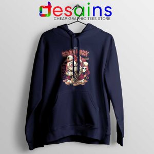 Gold Lucky Cat Navy Hoodie Good Luck Maneki-neko Jacket