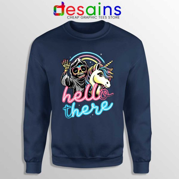 Hello There Unicorn Navy Sweatshirt Halloween Skeleton Sweaters