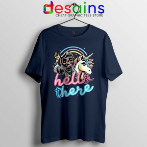 Hello There Unicorn Navy Tshirt Halloween Skeleton Tee Shirts