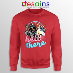 Hello There Unicorn Red Sweatshirt Halloween Skeleton Sweaters