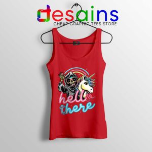 Hello There Unicorn Red Tank Top Halloween Skeleton Tops