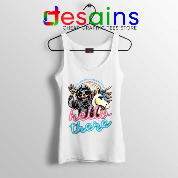 Hello There Unicorn White Tank Top Halloween Skeleton Tops