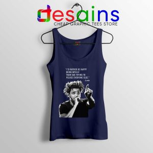 J Cole Quotes Being Myself Navy Tank Top American Rapper Tops