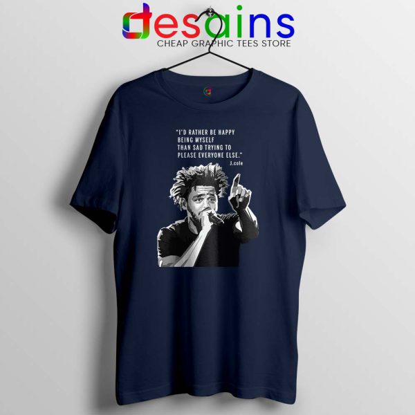 J Cole Quotes Being Myself Navy Tshirt American Rapper Tee Shirts