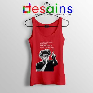 J Cole Quotes Being Myself Red Tank Top American Rapper Tops