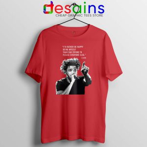 J Cole Quotes Being Myself Red Tshirt American Rapper Tee Shirts