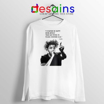 J Cole Quotes Being Myself White Long Sleeve Tshirt American Rapper Merch Long Sleeve