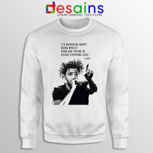 J Cole Quotes Being Myself White Sweatshirt American Rapper Sweaters