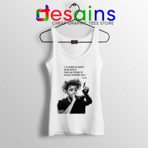 J Cole Quotes Being Myself White Tank Top American Rapper Tops