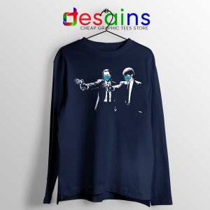 Pulp Fiction Covid19 Navy Long Sleeve Tshirt Covid Fiction Tees