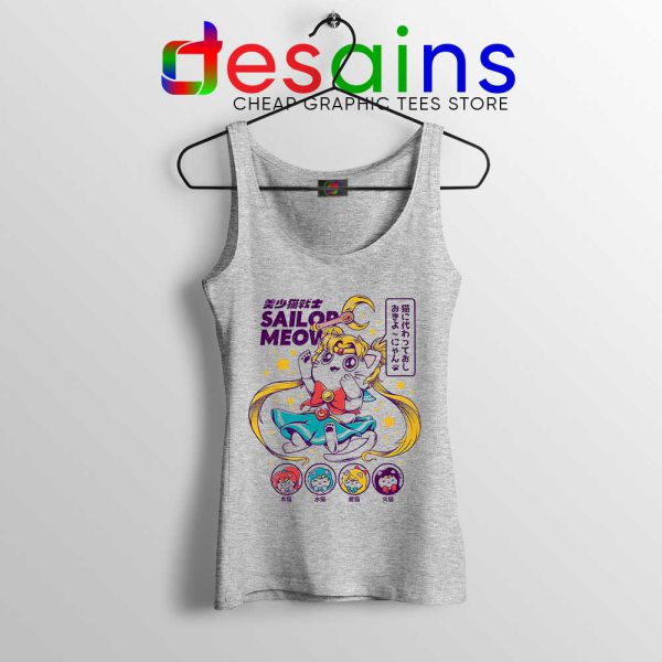 Sailor Moon Meow Sport Grey Tank Top Funny Sailor Cat Tops