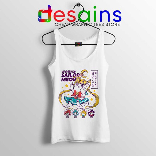 Sailor Moon Meow Tank Top Funny Sailor Cat Tops S-3XL