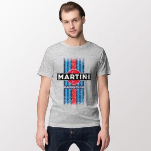 Stripe Colors Martini Racing Retro SPort Grey Tshirt Graphic