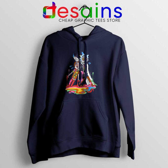 Trippy Rick and Morty Navy Hoodie Cheap Adult Swim Jacket