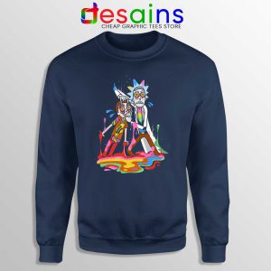 Trippy Rick and Morty Navy Sweatshirt Cheap Adult Swim Sweaters