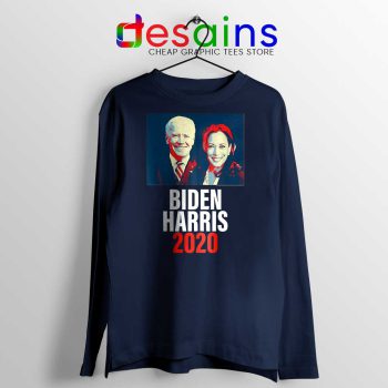 Biden Harris 2020 Navy Long Sleeve Tee Political Campaign T-shirts