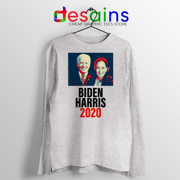 Biden Harris 2020 Sport Grey Long Sleeve Tee Political Campaign T-shirts