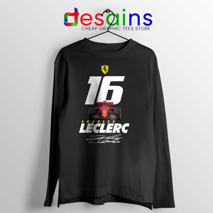 Charles Leclerc Race Car Black Long Sleeve Tee F1 Driver T-shirts Long