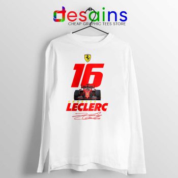 Charles Leclerc Race Car White Long Sleeve Tee F1 Driver T-shirts Long
