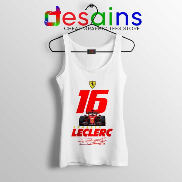 Charles Leclerc Race Car White Tank Top F1 Driver Tops S-3XL