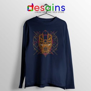 Iron Man Tech Navy Long Sleeve Tee Iron Man Mask Art T-shirts Long