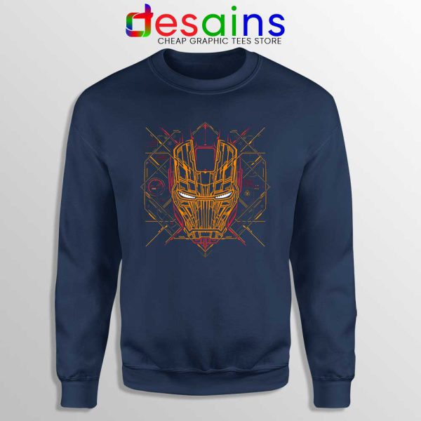 Iron Man Tech Navy Sweatshirt Marvel Iron Man Mask Art Sweaters