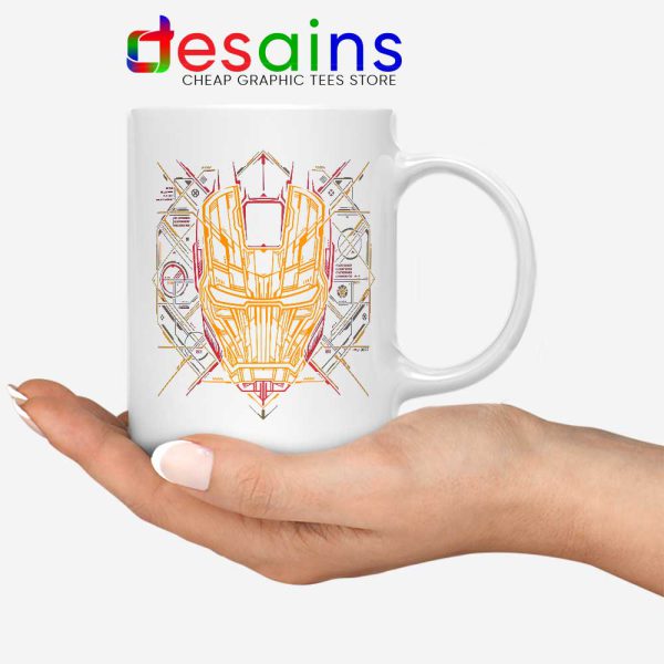 Iron Man Tech White Mug Marvel Iron Man Mask Art Coffee Mugs