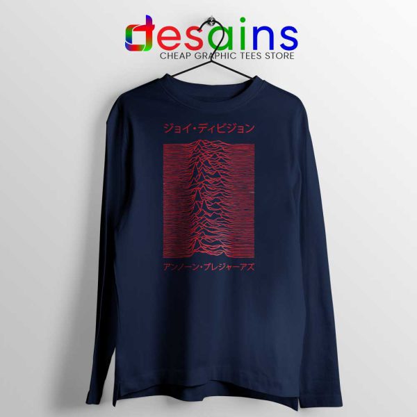 Japanese Joy Division Navy Long Sleeve Tshirt Unknown Pleasures Tees