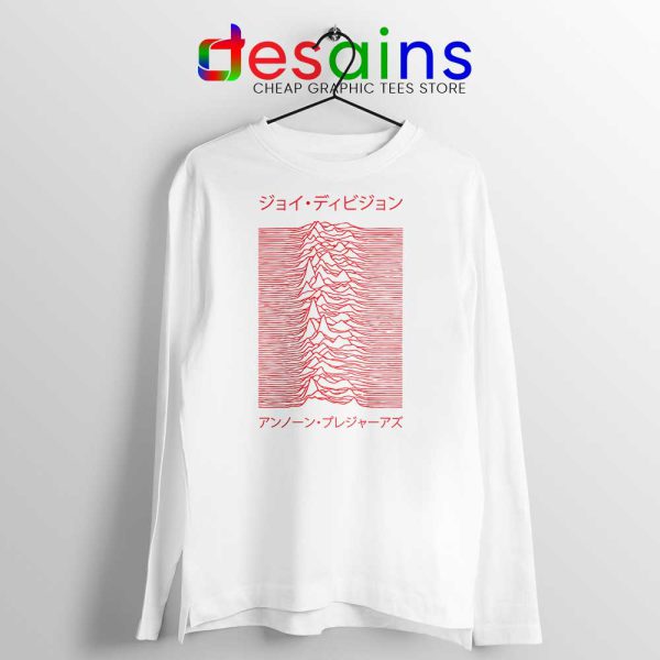 Japanese Joy Division White Long Sleeve Tshirt Unknown Pleasures Tees