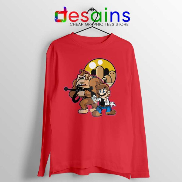 Mario Han Solo Red Long Sleeve Tee Star Wars Super Mario T-shirts