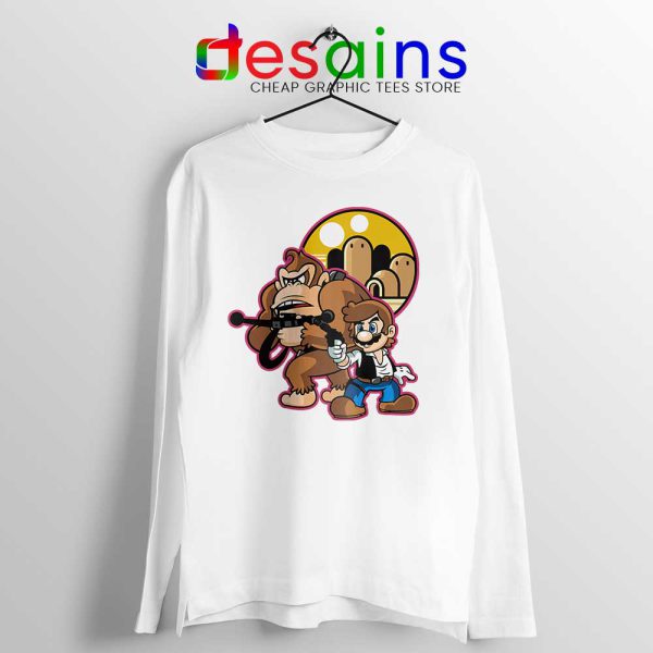 Mario Han Solo White Long Sleeve Tee Star Wars Super Mario T-shirts