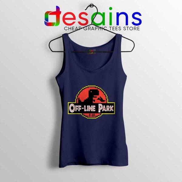 Off Line Park Navy Tank Top Jurassic Park T-Rex Dinosaur Tops S-3XL