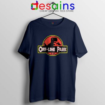 Off Line Park Navy Tshirt Jurassic Park T-Rex Dinosaur Tee Shirts