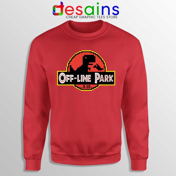 Off Line Park Red Sweatshirt Jurassic Park T-Rex Dinosaur Sweaters Funny