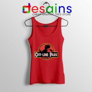 Off Line Park Red Tank Top Jurassic Park T-Rex Dinosaur Tops S-3XL