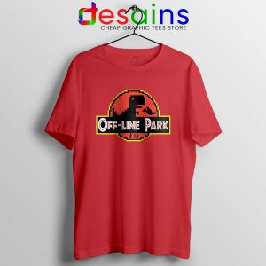 Off Line Park Red Tshirt Jurassic Park T-Rex Dinosaur Tee Shirts