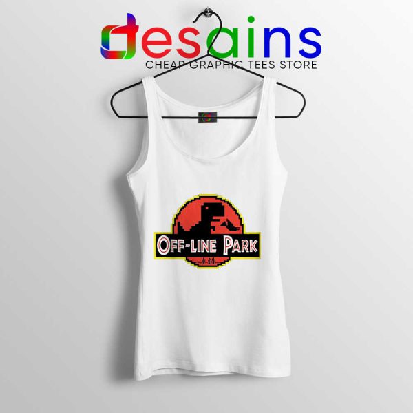 Off Line Park White Tank Top Jurassic Park T-Rex Dinosaur Tops S-3XL