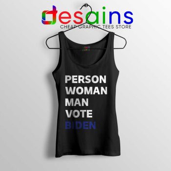Person Woman Man Vote Biden Black Tank Top Vote Blue 2020