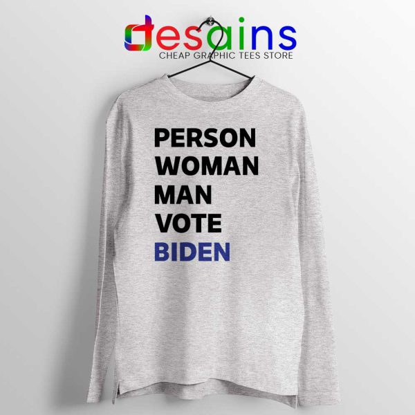 Person Woman Man Vote Biden Sport Grey Long Sleeve Tee Vote Blue 2020