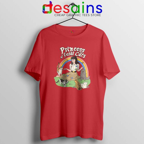 Princess Of Feral Cats Red Tshirt Disney Princess Cat Cheap Tee Shirts