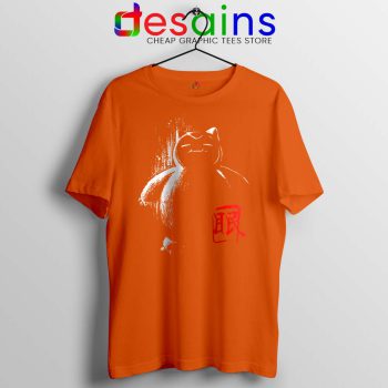 Sleep Snorlax Monster Orange Tshirt Pokemon Game Graphic Tee Shirts