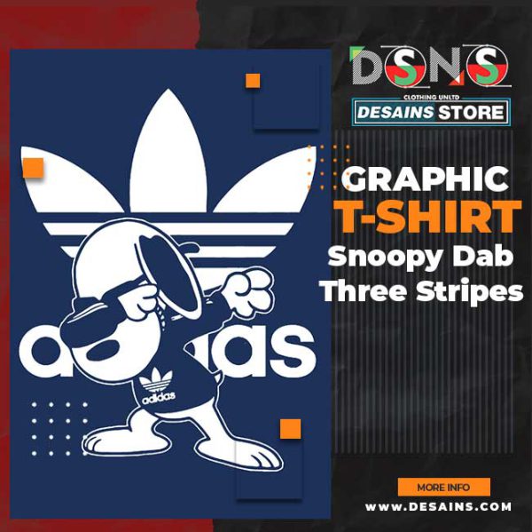 Snoopy Dab Three Stripes Graphic T-shirt Adidas Parody