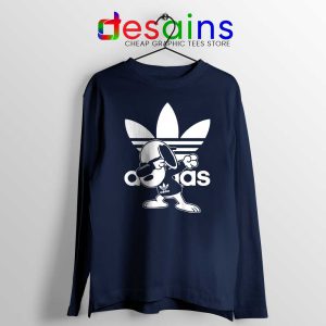 Snoopy Dab Three Stripes Navy Long Sleeve Tee Funny Adidas Dog T-shirts Long