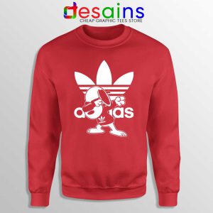 Snoopy Dab Three Stripes Red Sweatshirt Funny Adidas Dog Sweaters