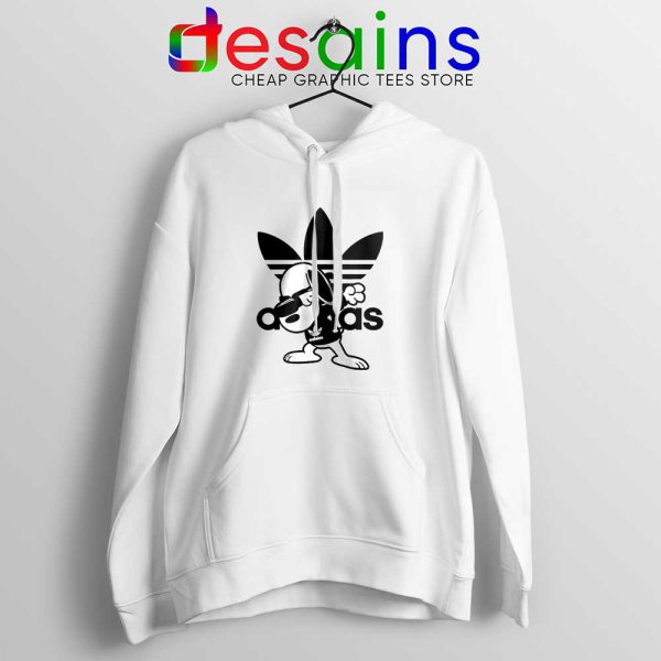 Snoopy Dab Three Stripes White Hoodie Funny Adidas Dog Jacket