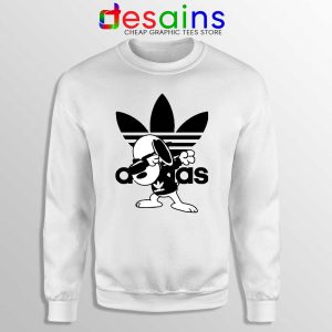 Snoopy Dab Three Stripes White Sweatshirt Funny Adidas Dog Sweaters