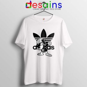 Snoopy Dab Three Stripes White Tshirt Funny Adidas Dog Tee Shirts